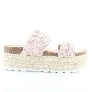 NEW Madden Girl Women's Prettyy Espadrille Wedge Sandal Blush Raffia SLIP ON NIB